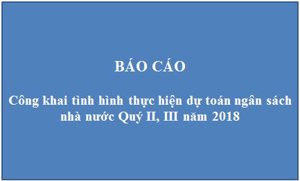Báo cáo công khai tình hình thực hiện dự toán ngân sách nhà nước quý II, III năm 2018